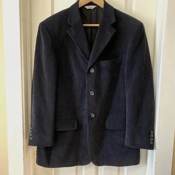 Pronto Uomo Men’s Corduroy Blazer Jacket Black 40 Short Preppy Academia Casual - Picture 1 of 16